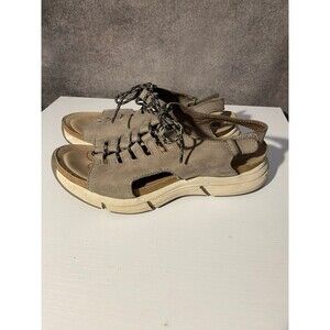 Bionica Women's 8M Grey Leather Bungee Lace Up Cage Sandals Comfort